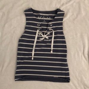 Light Blue Lace Up Top | Abercrombie & Fitch